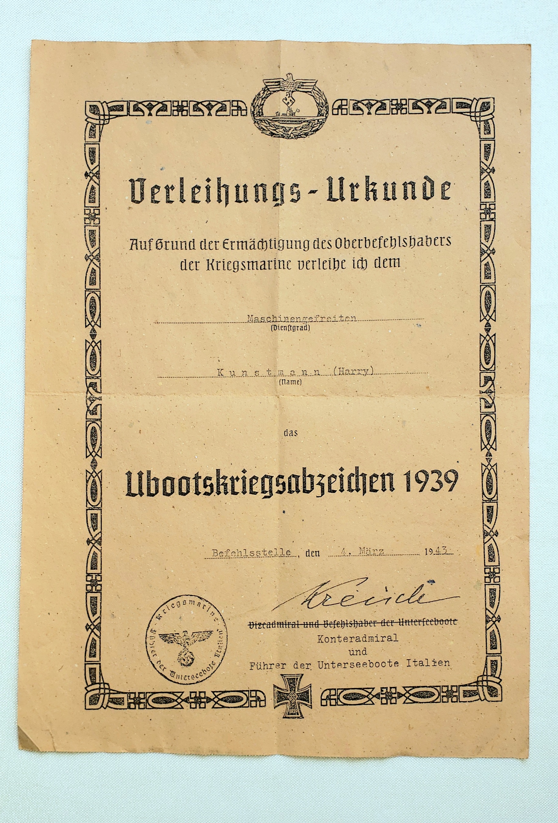 Kriegsmarine Badges , Insignia , related items.