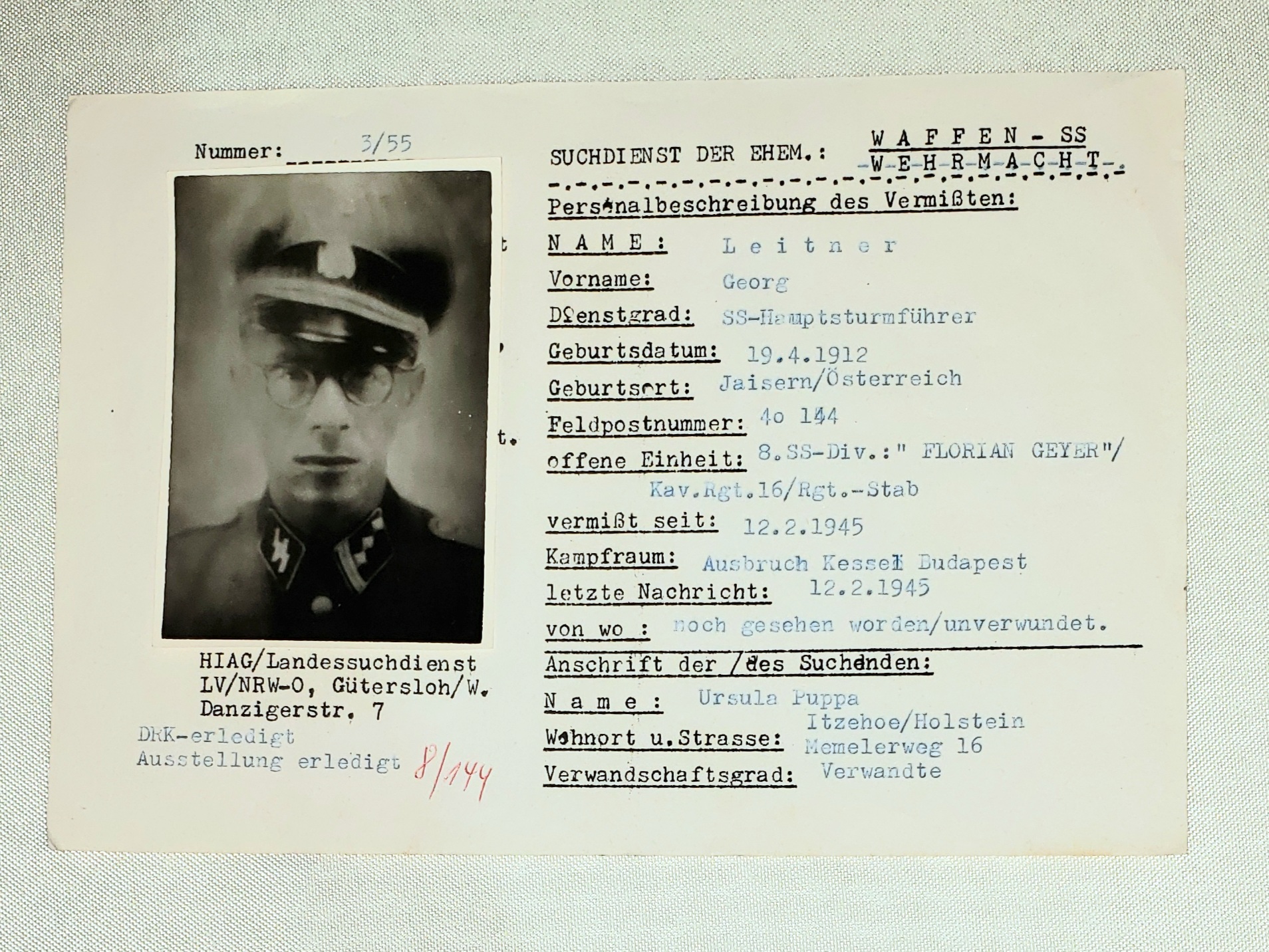 Awards, Documents to SS - soldiers.