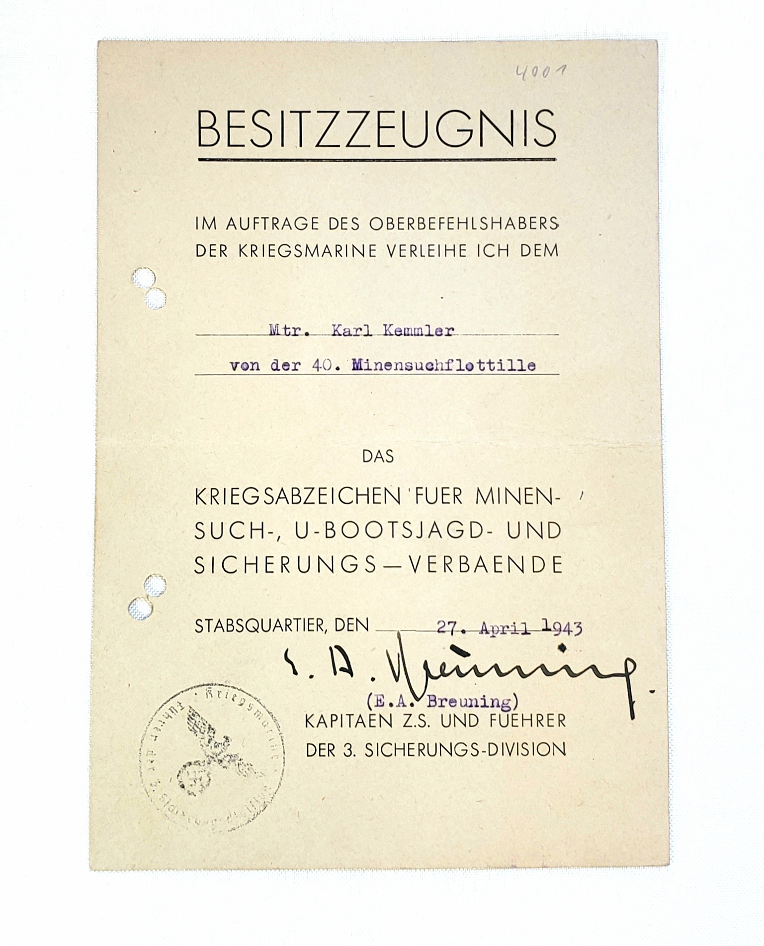 Kriegsmarine Badges , Insignia , related items.