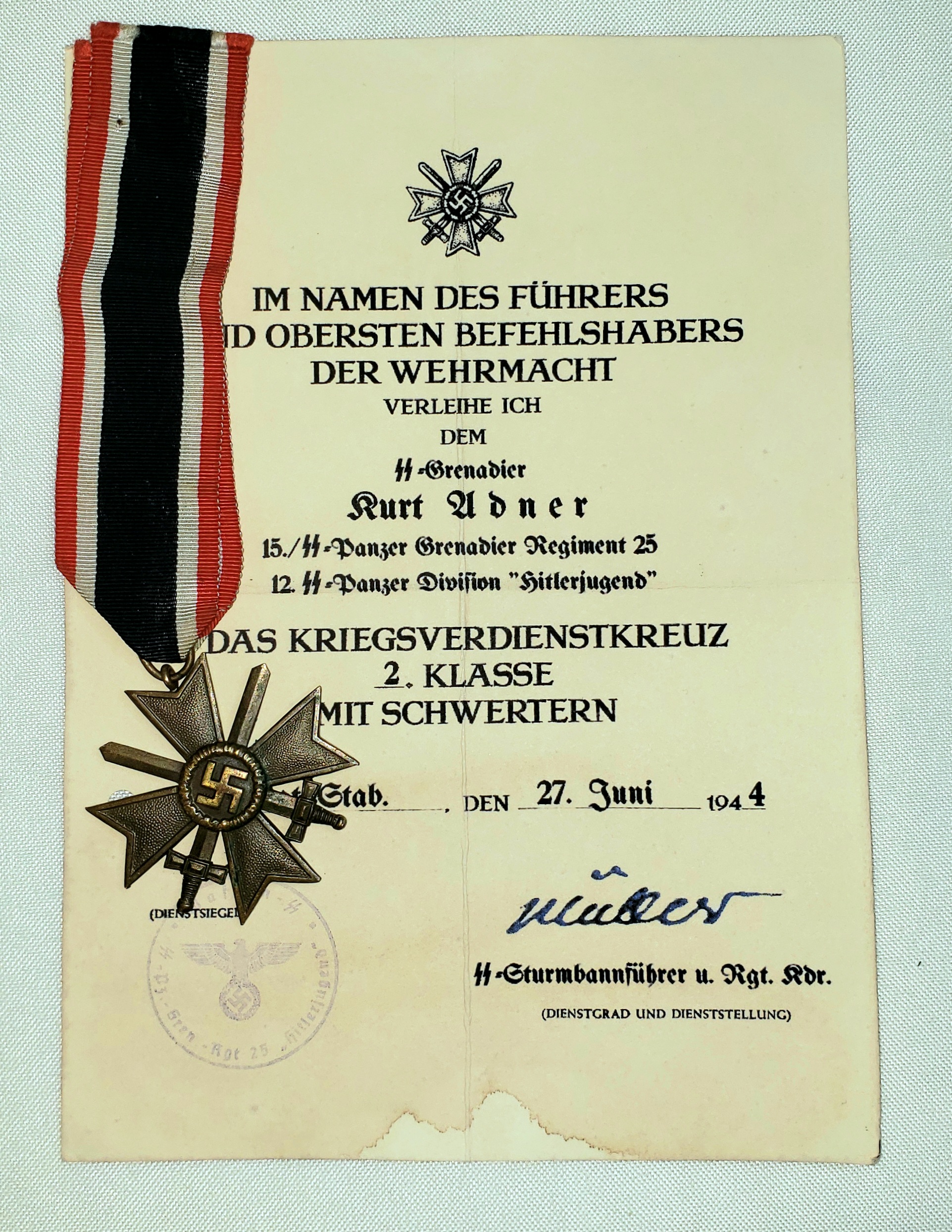 Awards, Documents to SS - soldiers.