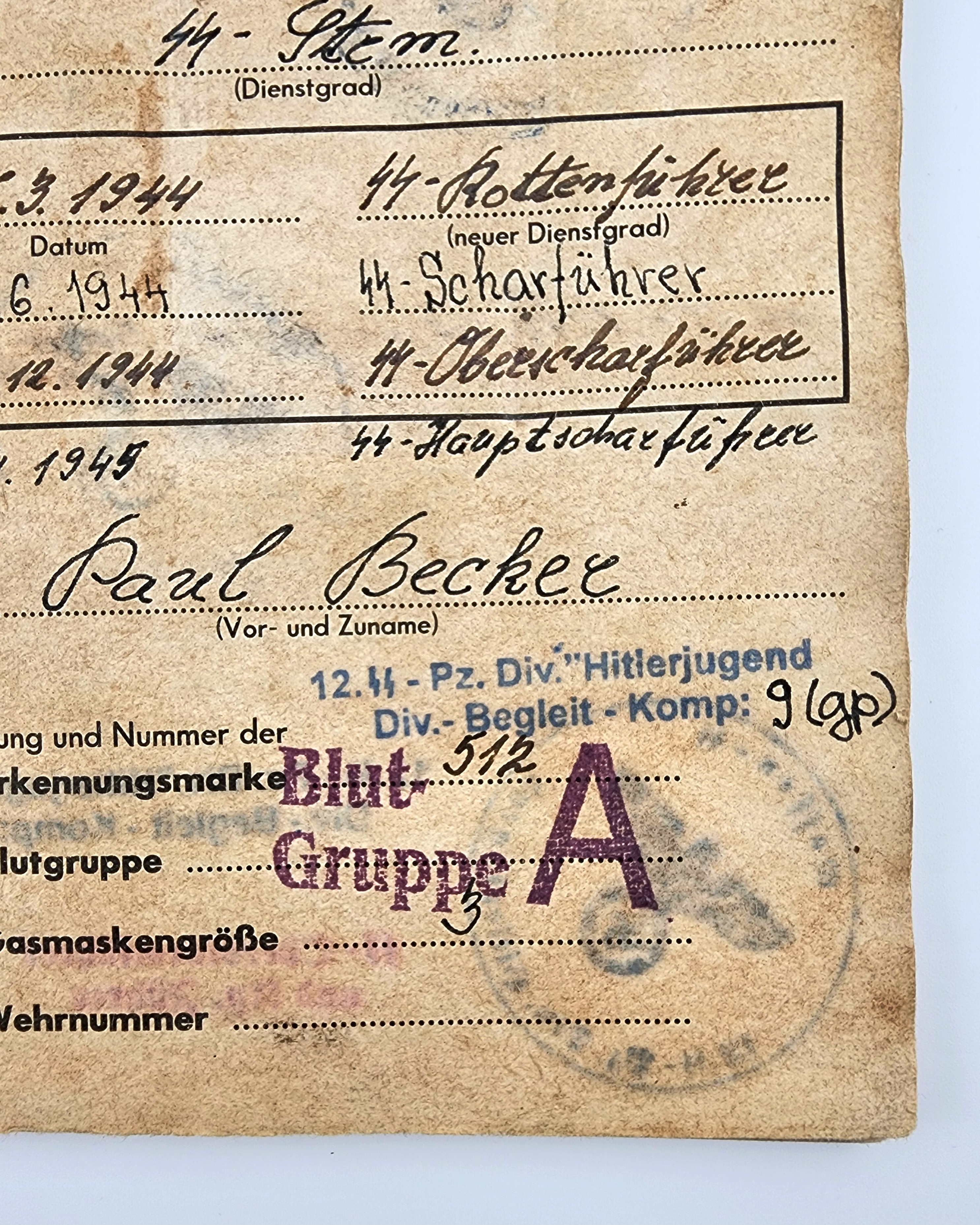 Awards, Documents to SS - soldiers.