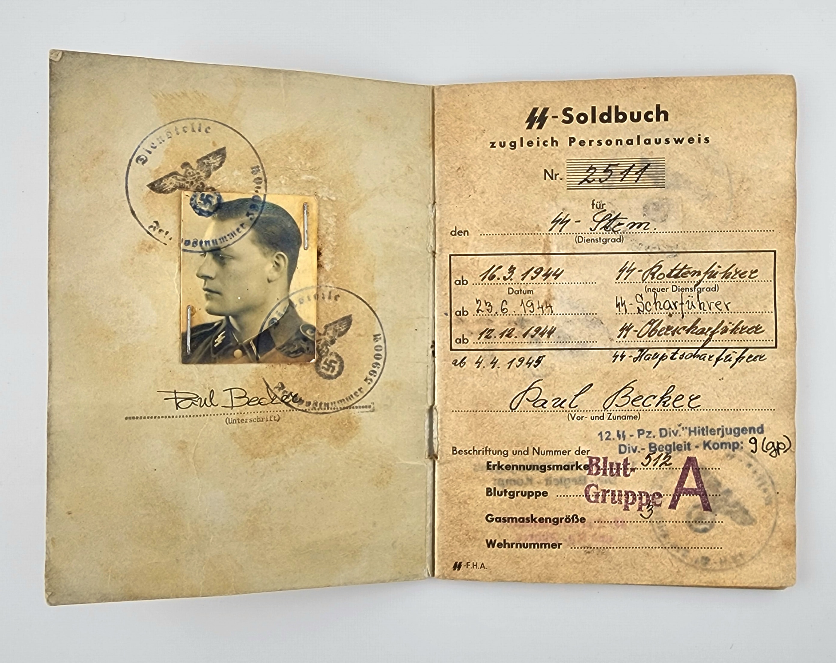 Awards, Documents to SS - soldiers.